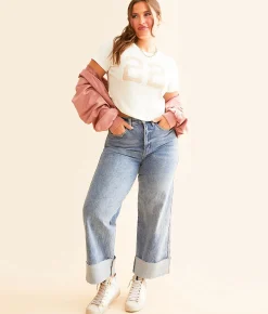 Tops | Bioworld 22 Cropped T-Shirt Cream