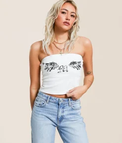 Tops | Miss Me Cropped Tube Top Charcoal Black