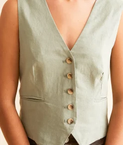 Risen Cropped Vest Brick Sale