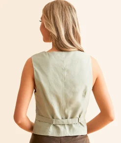 Risen Cropped Vest Brick Sale