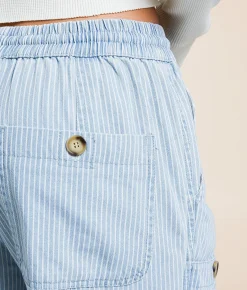 Bottoms | trend:notes Cropped Wide Leg Striped Pant Denim Stripe