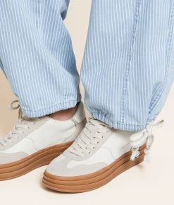 Bottoms | trend:notes Cropped Wide Leg Striped Pant Denim Stripe