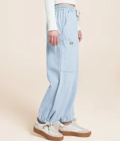 Bottoms | trend:notes Cropped Wide Leg Striped Pant Denim Stripe