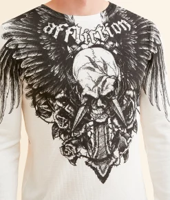 Graphic T-Shirts | Affliction Crossed Over Thermal Vintage White