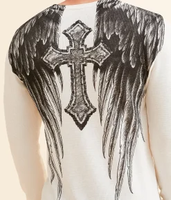 Graphic T-Shirts | Affliction Crossed Over Thermal Vintage White