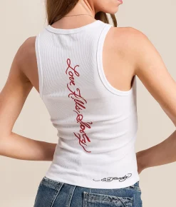 Ed Hardy Cross Heart Tank Top White New