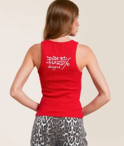 Tops | Ed Hardy Cross Tank Top Cherry