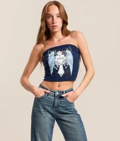 Ed Hardy Cross Wings Tube Top Navy Hot