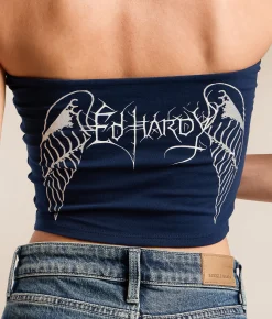 Ed Hardy Cross Wings Tube Top Navy Hot