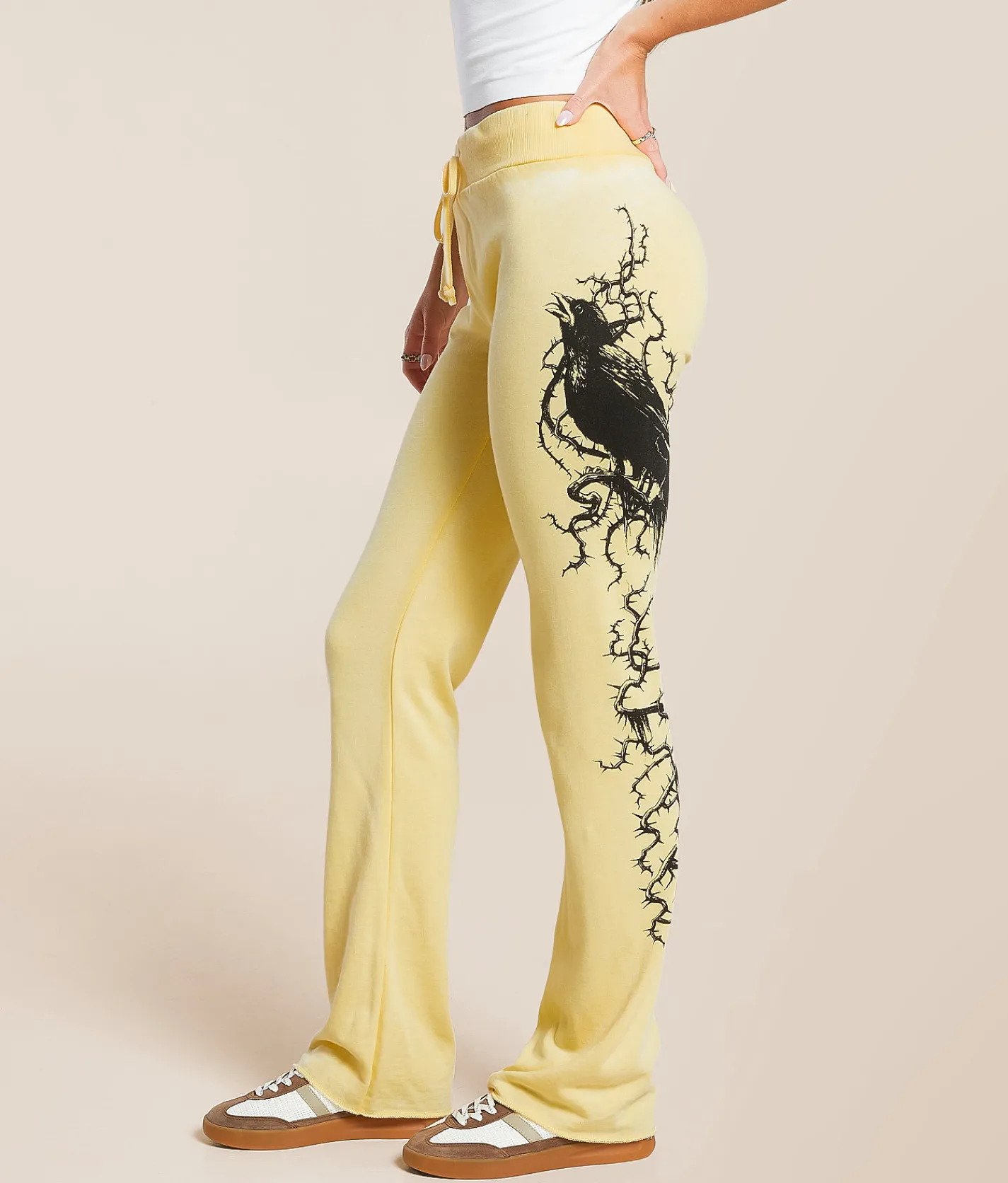 Bottoms | Affliction Crows Burnout Sweatpant Yellow
