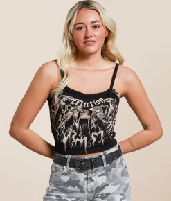 Tops | Affliction Crows Cropped Tank Top Black
