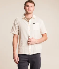 Tops | Brixton Cru Striped Dobby Shirt Off White