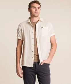 Tops | Brixton Cru Striped Dobby Shirt Off White