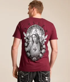 Tops|Graphic T-Shirts | Sullen Cry Mary T-Shirt Burgundy