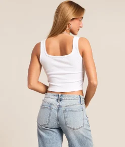 Tops | True Religion Crystal Cropped Tank Top White