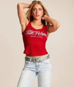 Tops | True Religion Crystal Cropped Tank Top Salsa