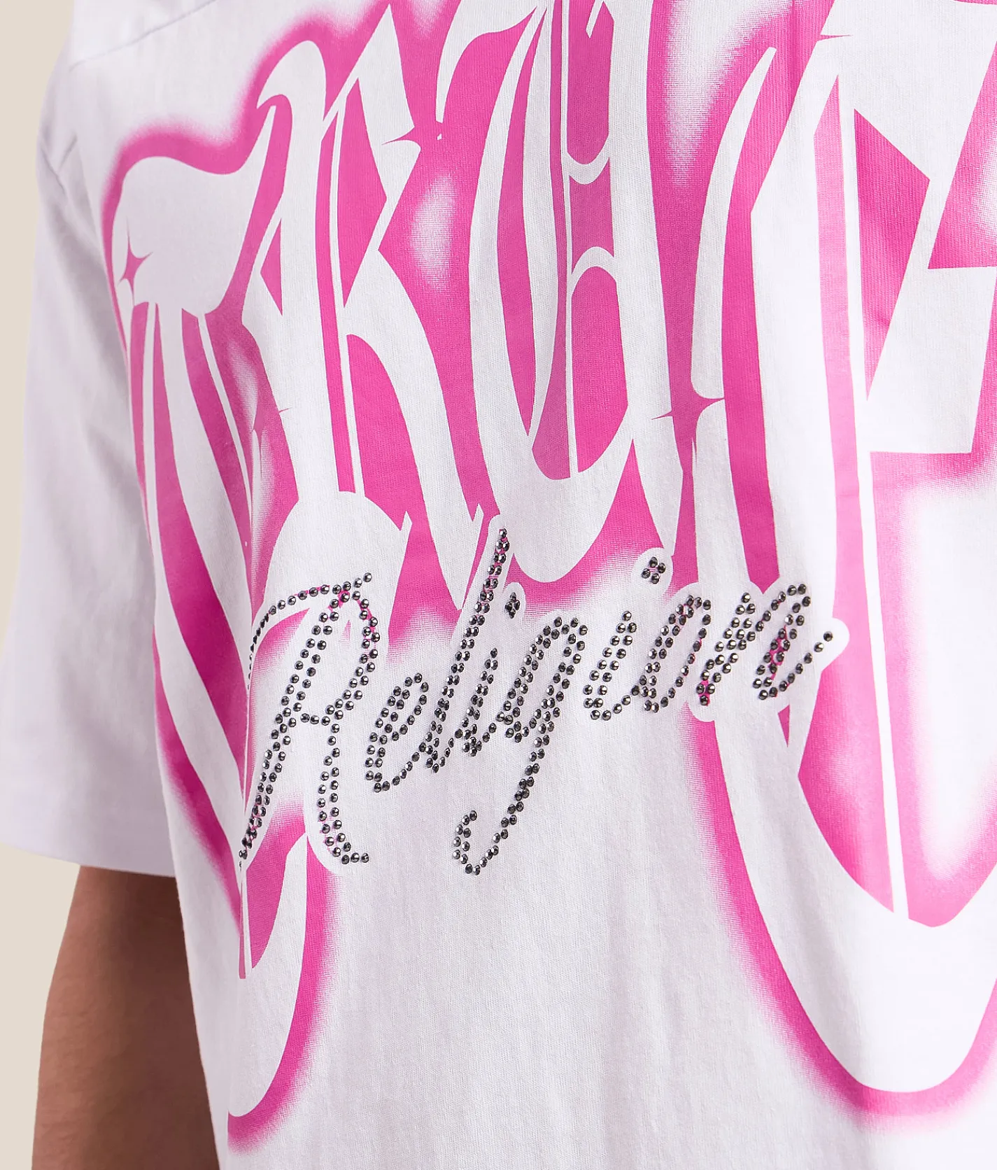 Tops|Graphic T-Shirts | True Religion Crystal Logo T-Shirt Optic White