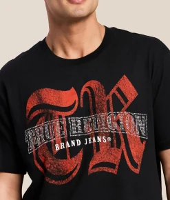 Tops|Graphic T-Shirts | True Religion Crystal Logo T-Shirt Jet Black