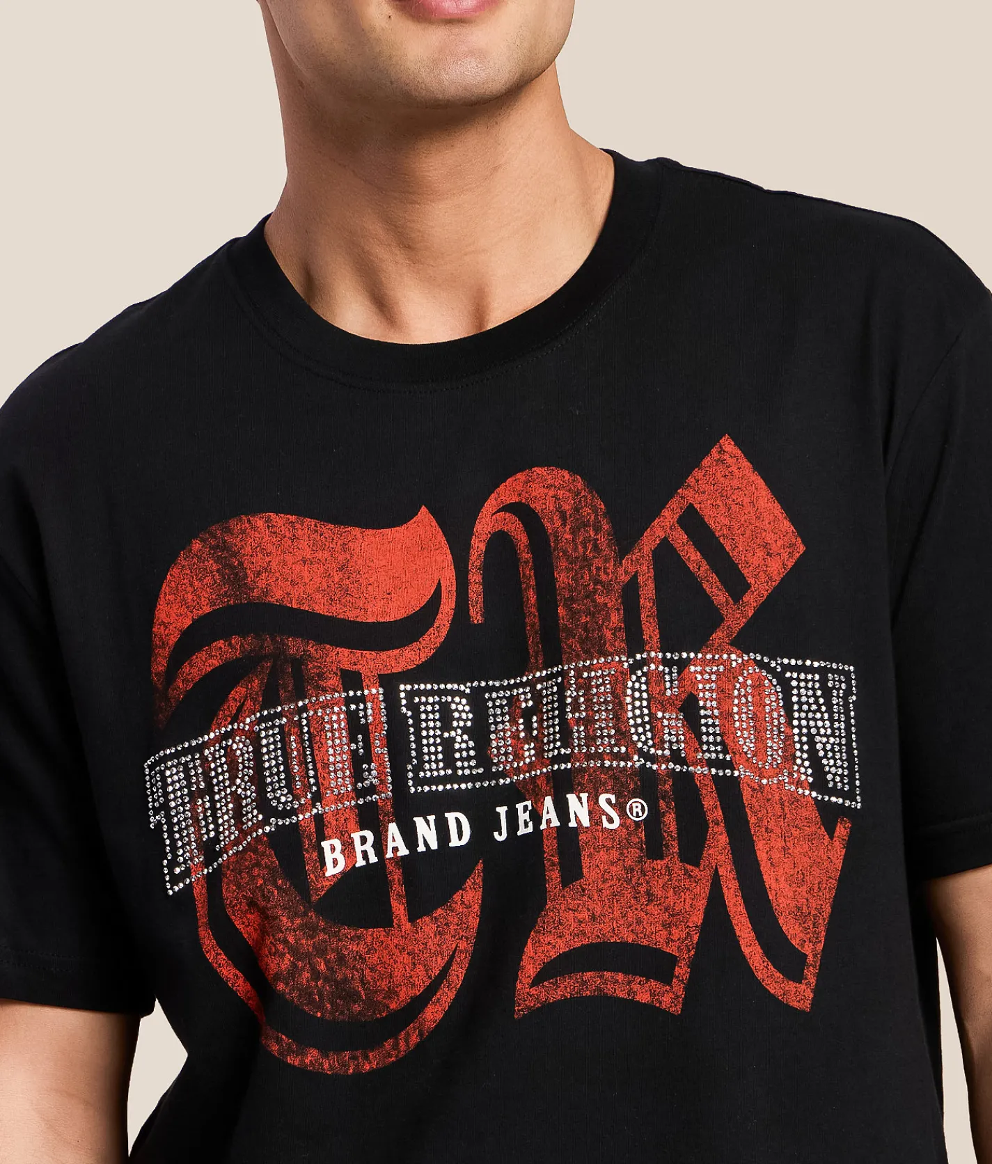 Tops|Graphic T-Shirts | True Religion Crystal Logo T-Shirt Jet Black