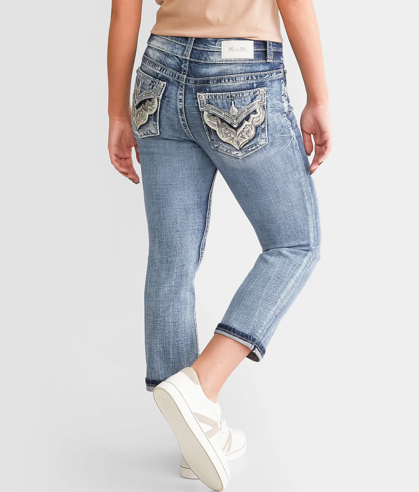Jeans|Bottoms | Miss Me Curvy Cuffed Stretch Capri Jean M383
