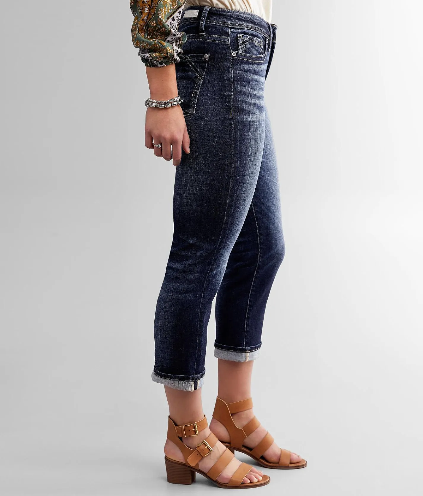 Jeans|Bottoms | Buckle Black Curvy Mid-Rise Cuffed Stretch Capri Jean Algarve