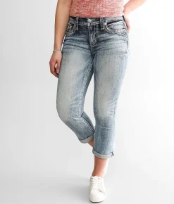 Miss Me Curvy Mid-Rise Cuffed Stretch Capri Jean M383 Clearance