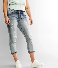 Miss Me Curvy Mid-Rise Cuffed Stretch Capri Jean M458E New