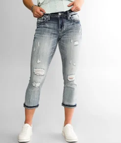 Miss Me Curvy Mid-Rise Cuffed Stretch Capri Jean M458E New