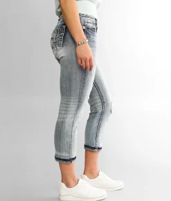 Miss Me Curvy Mid-Rise Cuffed Stretch Capri Jean M458E New