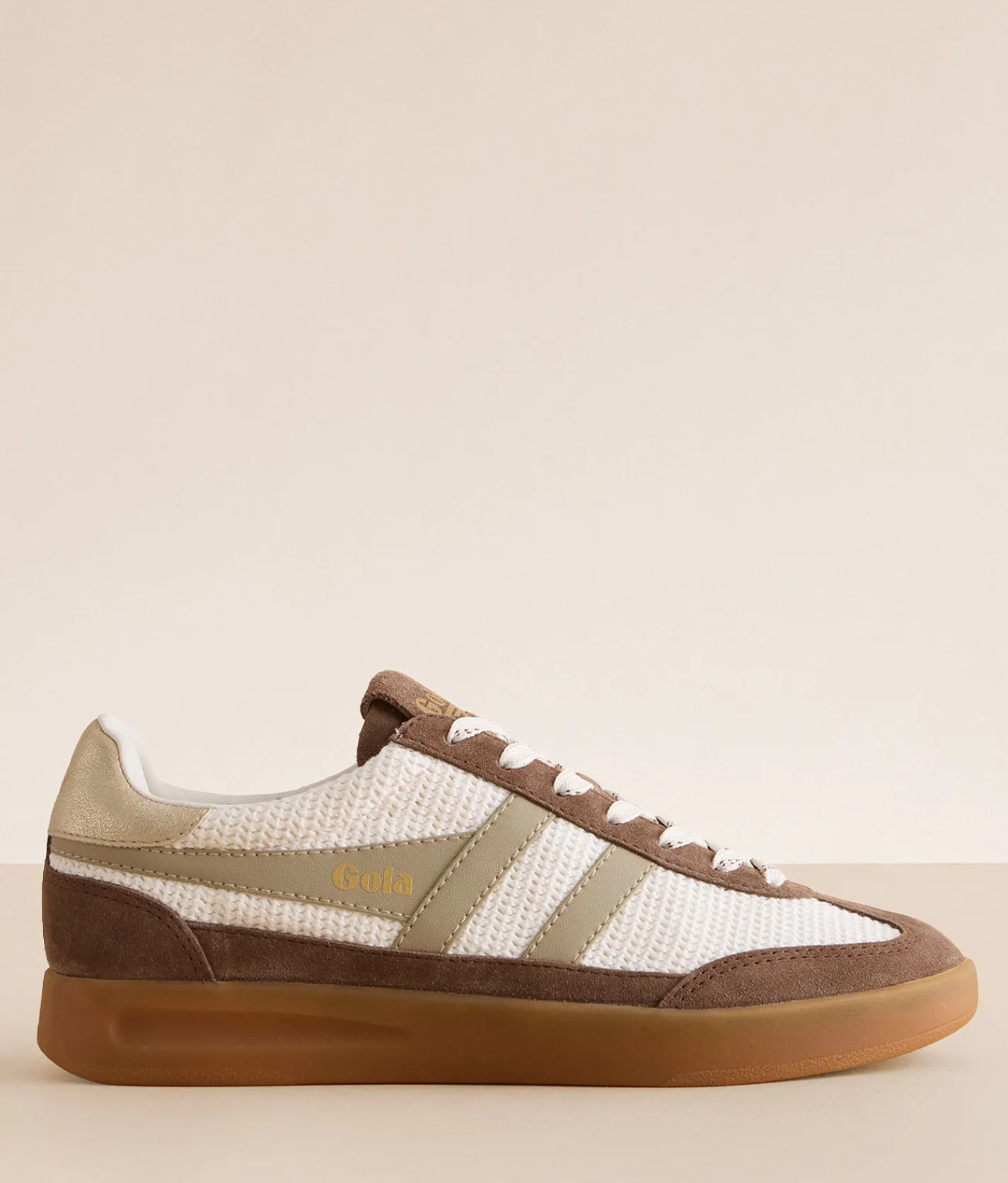 Gola® Cyclone Zephyr Leather Sneaker Off White Otter Bone Gum New