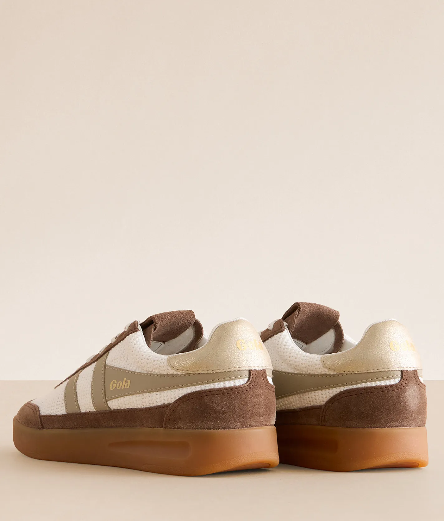 Gola® Cyclone Zephyr Leather Sneaker Off White Otter Bone Gum New