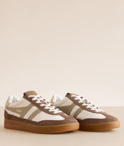 Gola® Cyclone Zephyr Leather Sneaker Off White Otter Bone Gum New