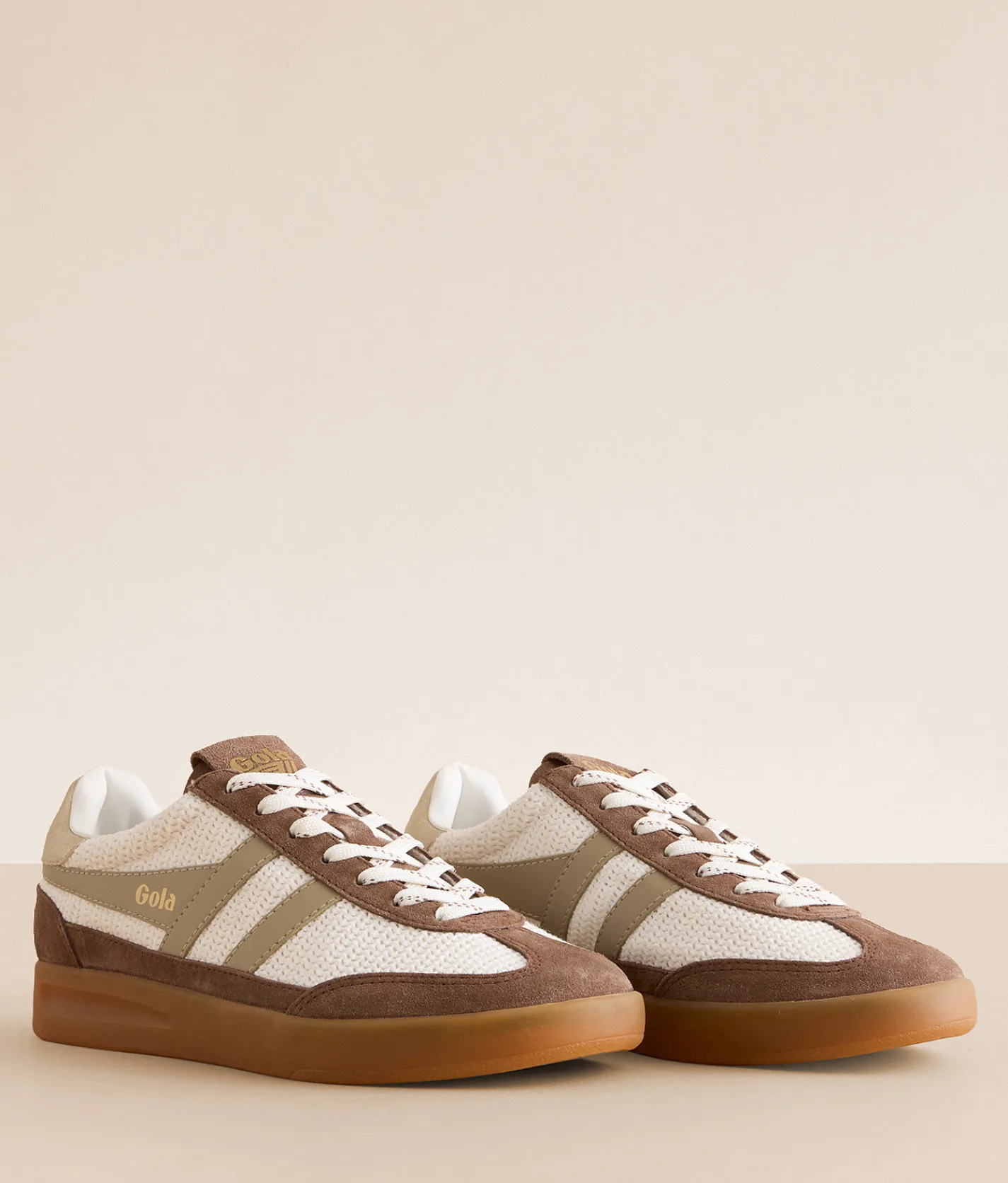 Gola® Cyclone Zephyr Leather Sneaker Off White Otter Bone Gum New