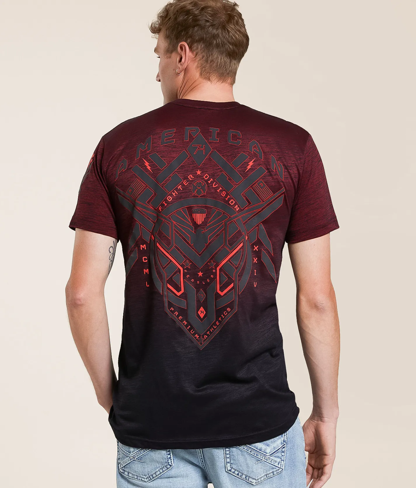 American Fighter Dadeville T-Shirt Cherry Black Tetris Clearance