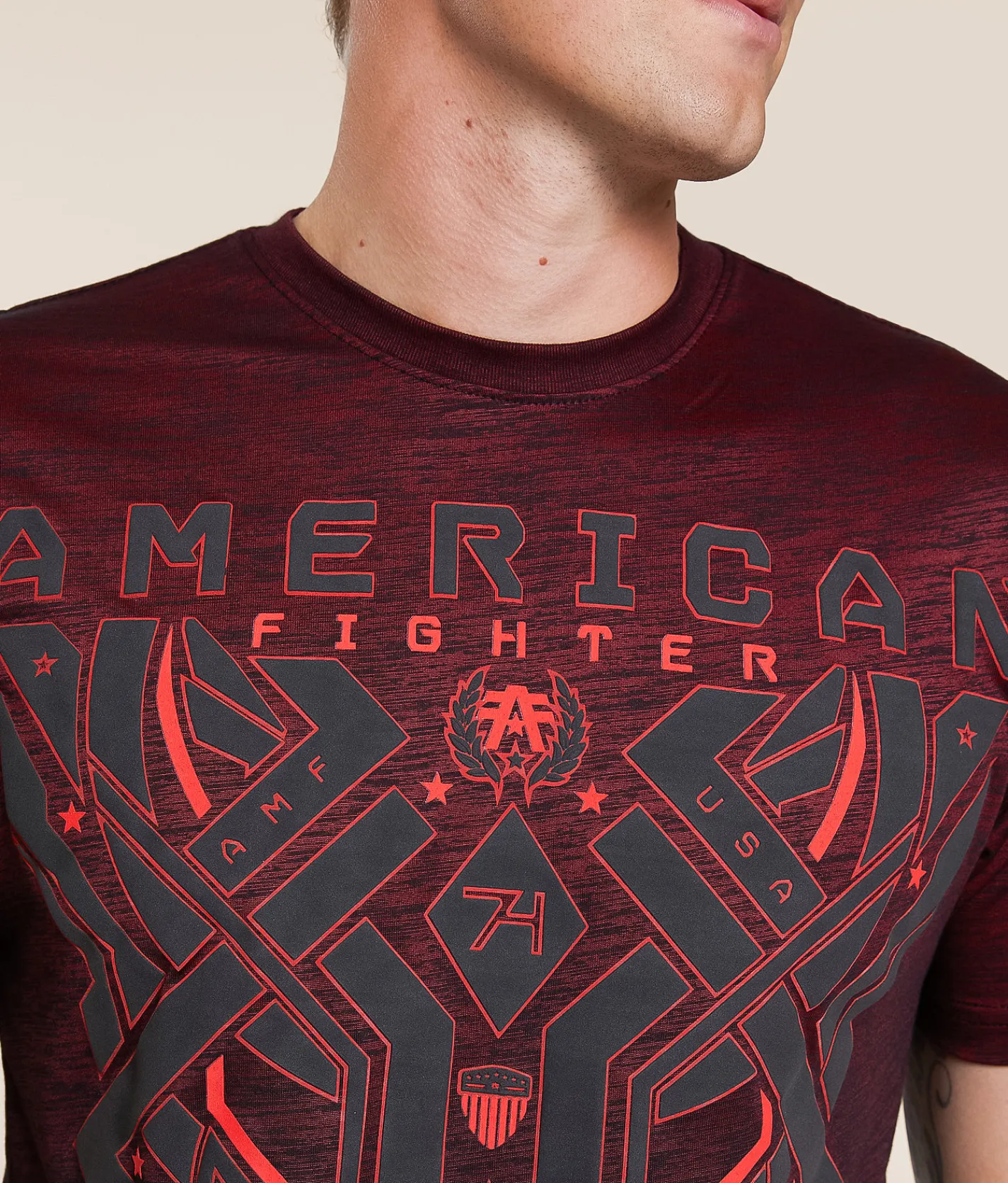 American Fighter Dadeville T-Shirt Cherry Black Tetris Clearance