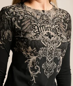 Tops | Affliction Daisetta T-Shirt Black Potassium Wash