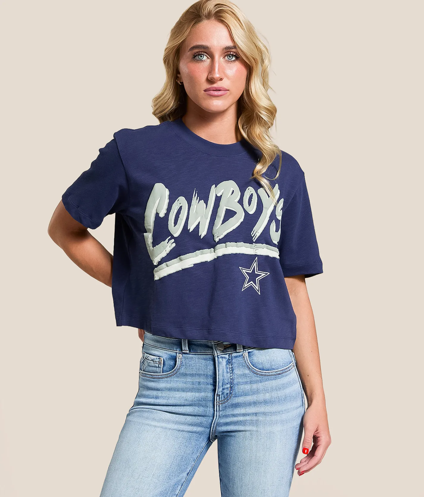 Junkfood Dallas Cowboys Cropped T-Shirt Navy Outlet