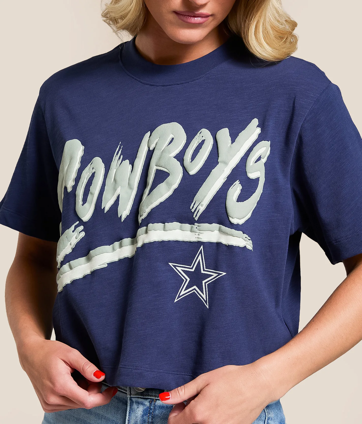 Junkfood Dallas Cowboys Cropped T-Shirt Navy Outlet