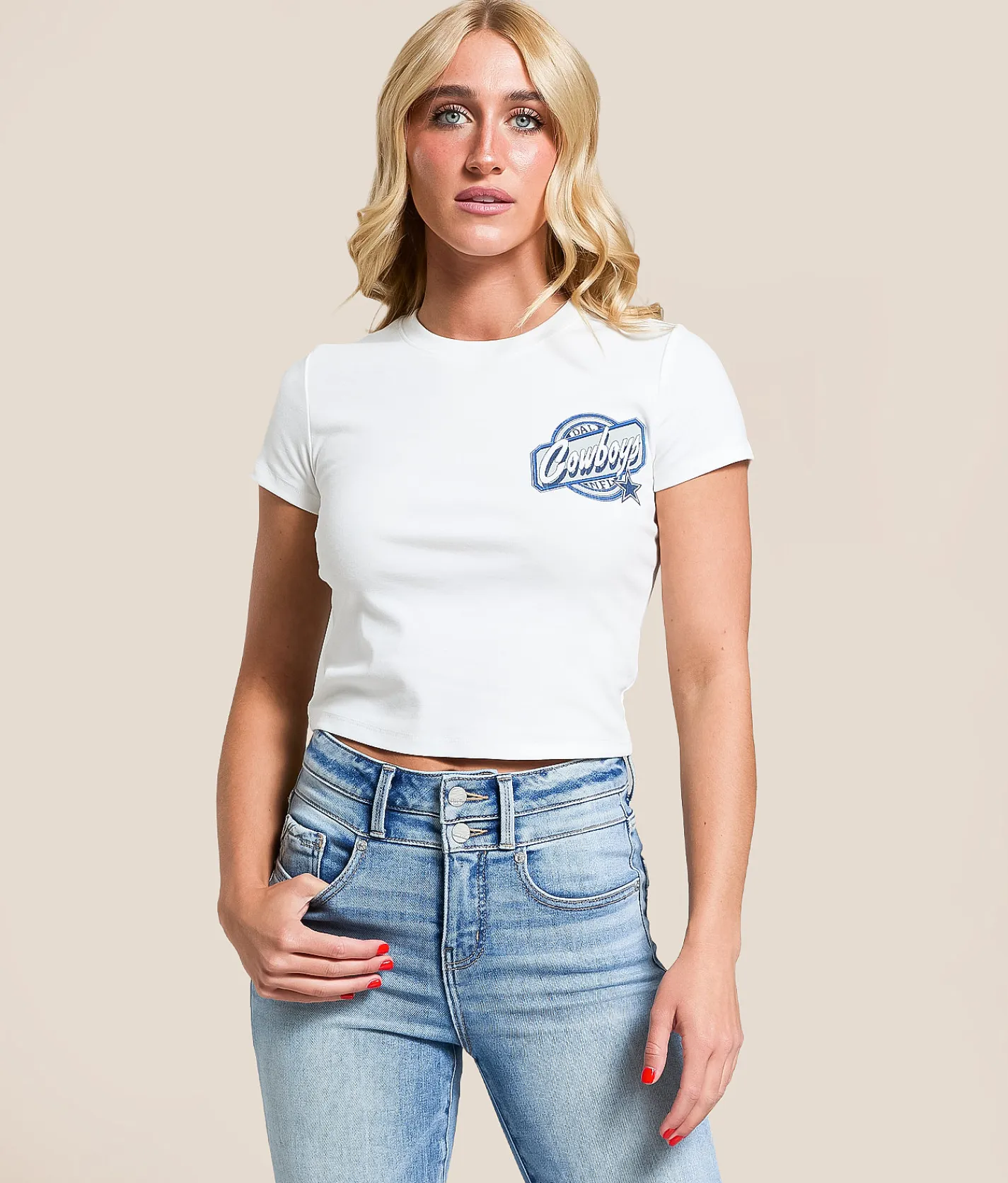 Tops | Junkfood Dallas Cowboys Cropped T-Shirt White