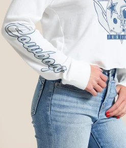 Junkfood Dallas Cowboys Helmet Cropped Pullover White Hot