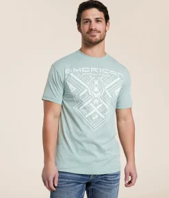 Graphic T-Shirts | American Fighter Damar T-Shirt Iceberg Green Zephyr Blue
