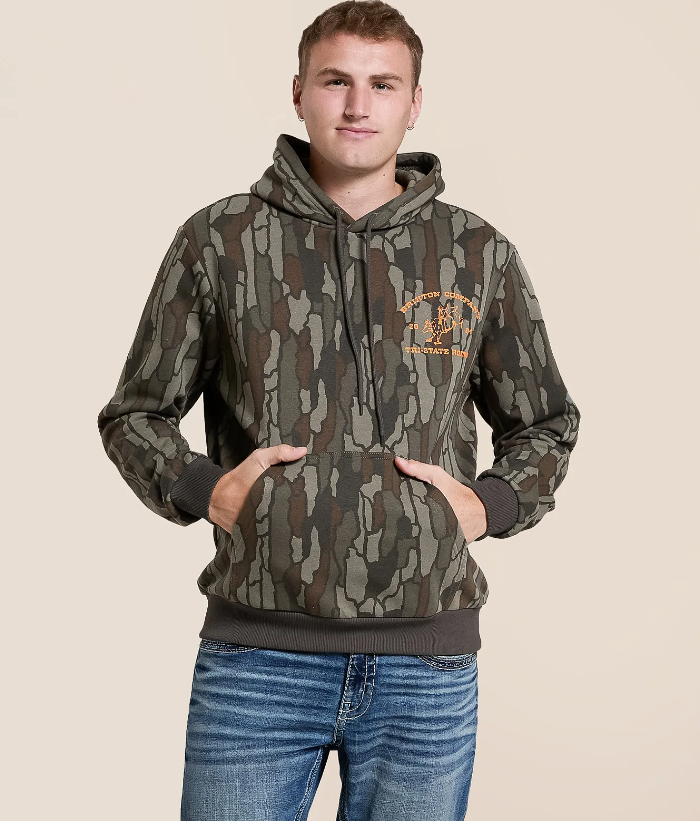 Brixton Danforth Camo Hooded Sweatshirt Bark Camo Outlet