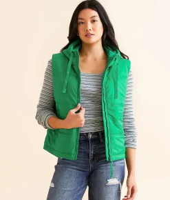 LIV Outdoor Daphni Hooded Puffer Vest Aqua Grey Clearance