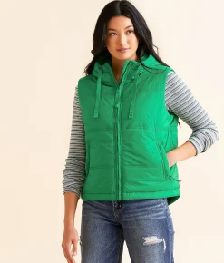 LIV Outdoor Daphni Hooded Puffer Vest Aqua Grey Clearance