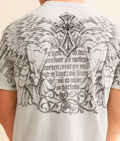 Affliction Dark Attack T-Shirt Silver Grey Lava Wash