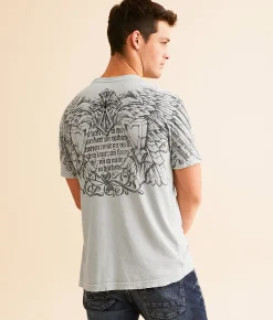Affliction Dark Attack T-Shirt Silver Grey Lava Wash