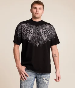 Tops|Graphic T-Shirts | Affliction Dark Deceiver T-Shirt Black Lava Wash