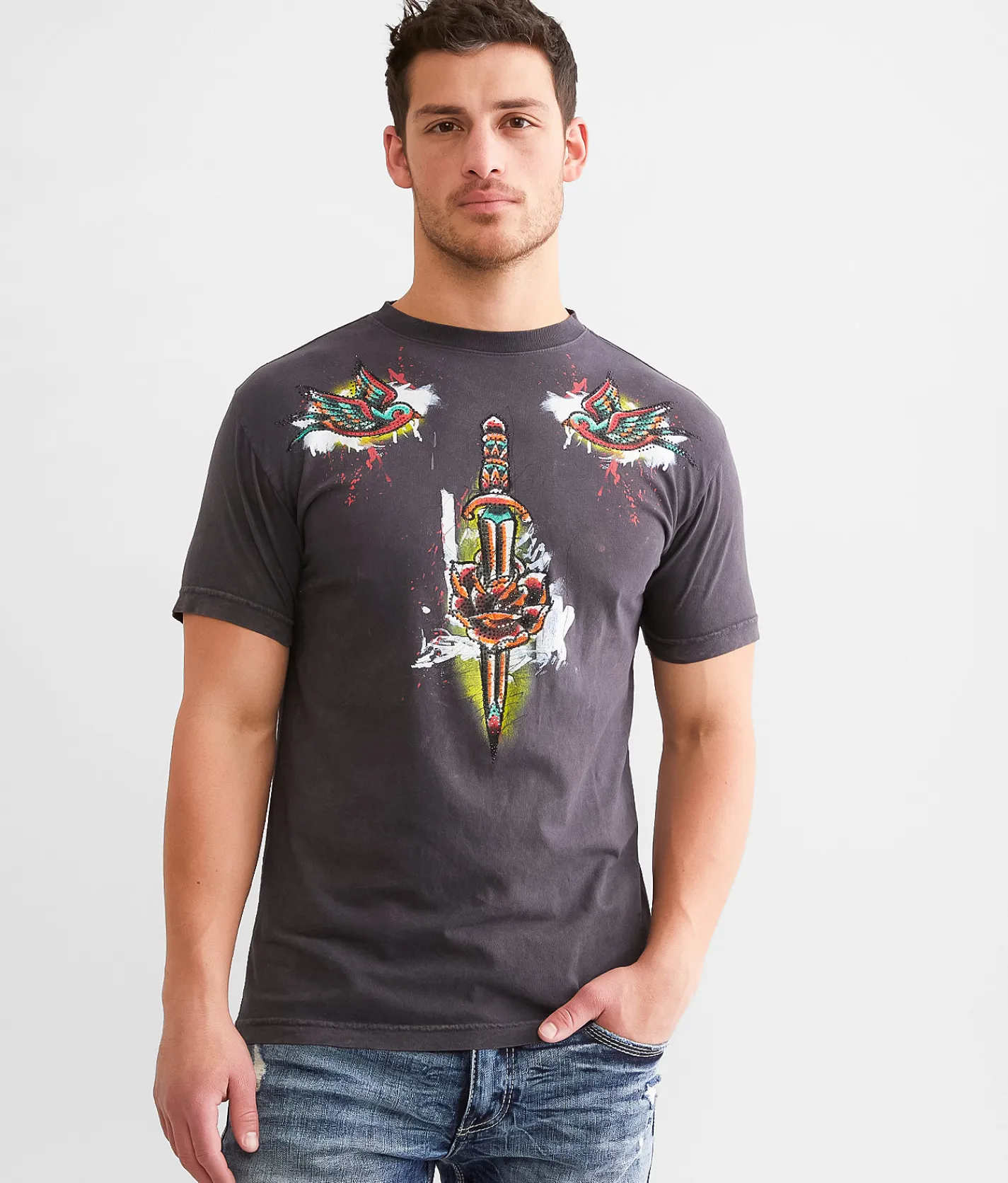 Affliction Dark Fear T-Shirt Black Lava Wash Best