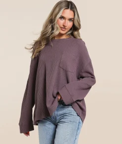 Tops | Free People Dawson Oversized Thermal Dark Purple