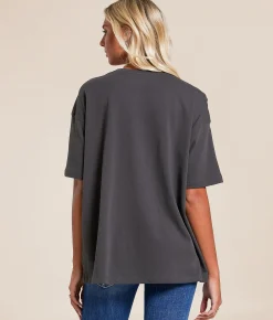 Tops | Billabong Daydream Away Oversized T-Shirt Off Black